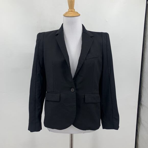 Boy. by Band of Outsiders Blazer Womens 2 Black Wool Padded Shoulder One Button - Picture 2 of 14